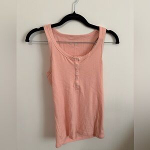 Aerie Sleeveless Ribbed Henley Tank Top — Peach Pink